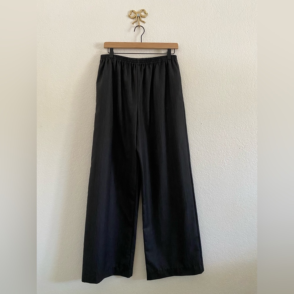 Eskandar Wool Cashmere Elastic Waist Wide Leg Trousers Pant Grey  Size 1 (US 10)